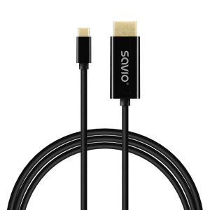 SAVIO CL-191 USB-C-HDMI-kaapeli, 30Hz, 2m, muovia