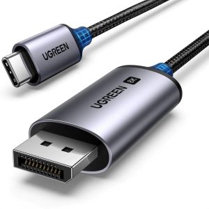 Ugreen CM556 -kaapeli USB-C- ja DisplayPort 8K -liittimillä, 1 m pitkä - harmaa
