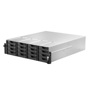 NAS Asustor Lockerstor 16R Pro AS7216RDX, 3U-teline, 16x (3,5" SATA HDD / 2,5" SSD), AMD Ryzen 7 Pro 7745 8C 3,8 GHz (jopa 5,3 GHz), 16 Gt ECC DDR5 4800 -paikka, 1NV1x2GB (Mx. (PCIe Gen5x4), 2x 10Gb, 2x 1Gb, 1x PCIe Gen5x8,1x Pcie Gen5x4, 4x USB 3.2 Ge