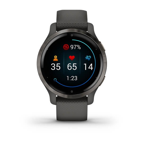 Garmin Venu 2S 2,79 cm (1,1") AMOLED 40 mm digitaalinen 360 x 360 pikseliä Kosketusnäyttö Grafiitti Wi-Fi GPS (satelliitti)