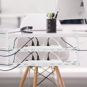 Maclean pöydän alla oleva kaapelin järjestäjä, max. kuorma 5kg, max. 728mm, 2 tasoa, valkoinen, MC-102 W