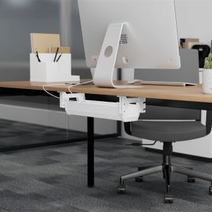 Maclean pöydän alla oleva kaapeli-/jatkoliitin, max. kuorma 5kg, valkoinen, MC-106 W