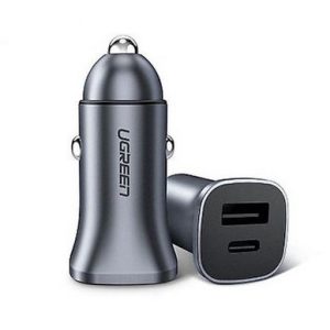 Ugreen USB Type-C / USB 24W Power Delivery Quick Charge -autolaturi, harmaa (30780)