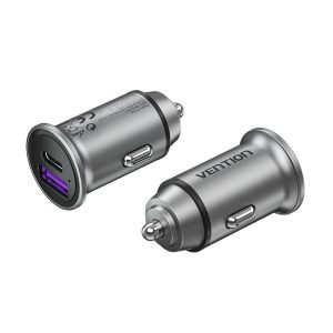 Vention kaksiporttinen USB A+A(30+30) autolaturi Harmaa minityylinen alumiiniseostyyppi